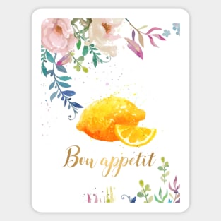 Bon Appetit Lemon Art Kitchen Restaurant Decor Sticker